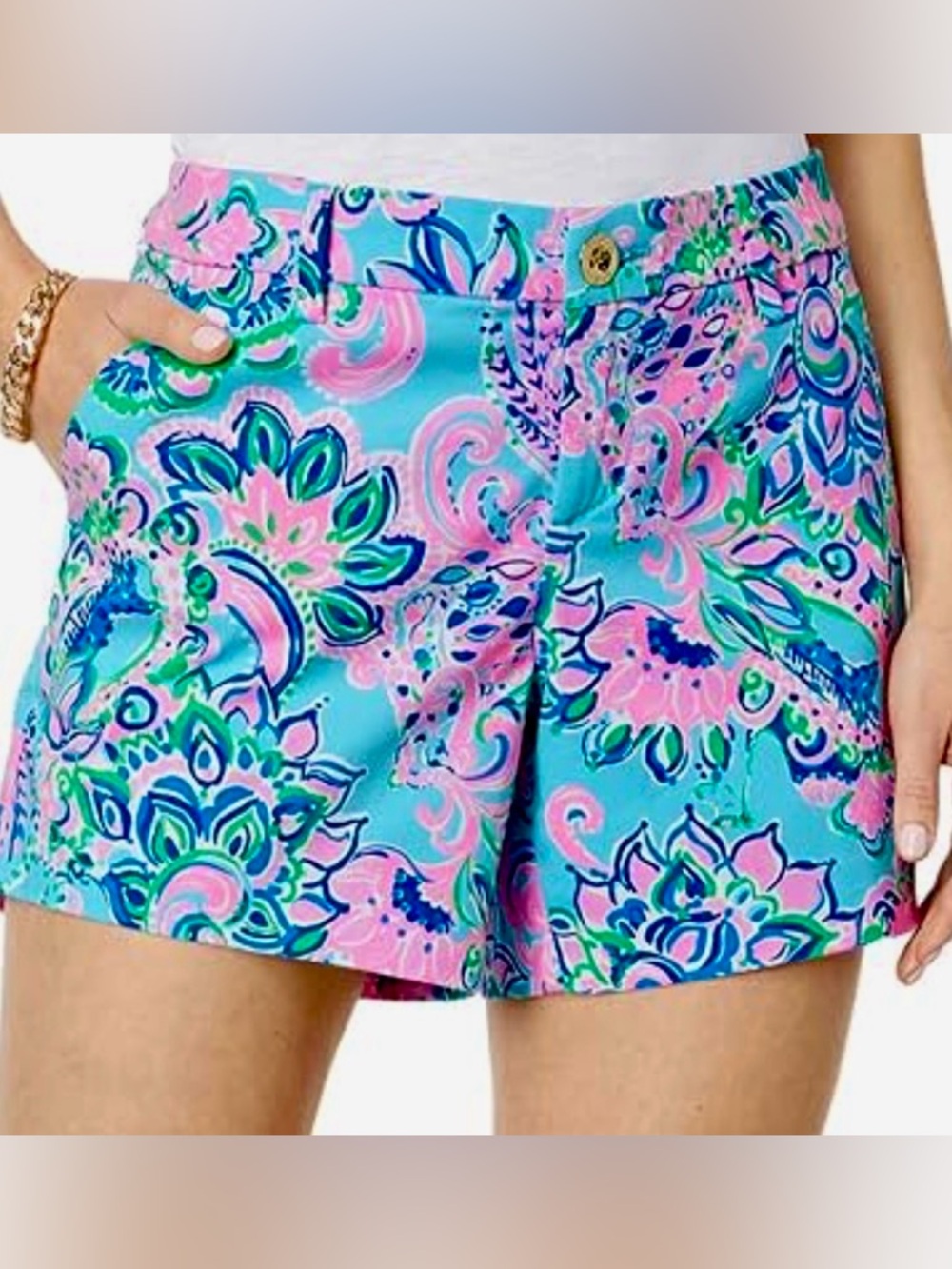 NWT Lilly Pulitzer Callahan Stretch Short Blue Horizon Jungle Sunrise Size 12